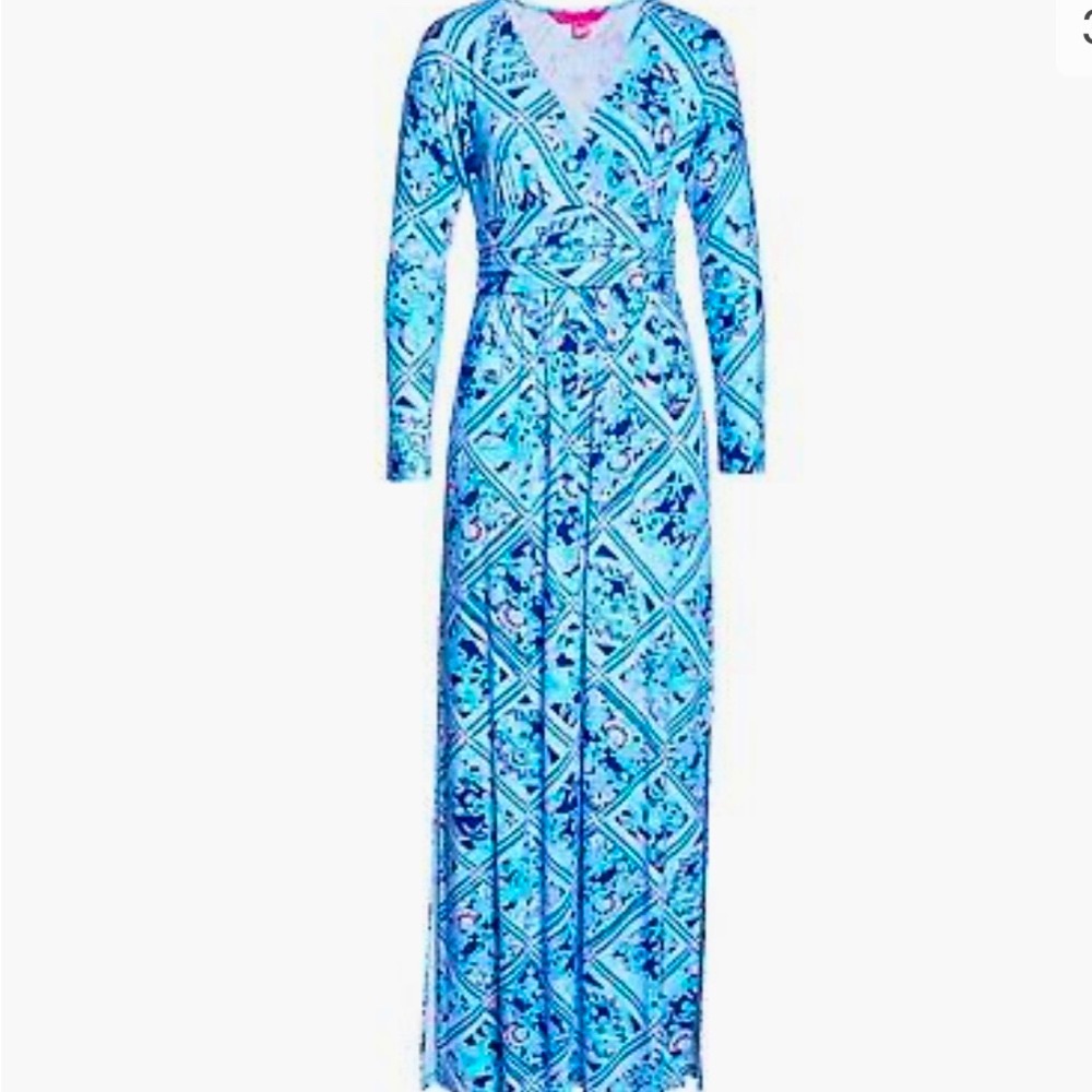 Lilly Pulitzer Zanzibar Blue Nichola Maxi Dress M NWOT